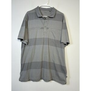 Toad & Co Short Sleeve Polo Shirt Men's Sz XL Gray Striped Outdoor Golf Hiking